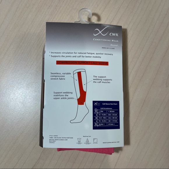 CW-X Compression Footless Calf Sleeves, Small, Pink, unisex - Picture 6 of 11